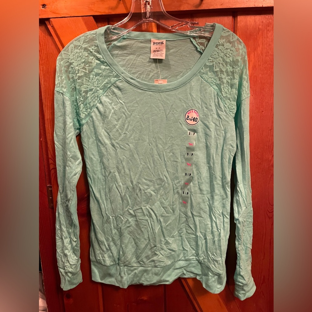 Victoria’s Secret lace detailing long sleeve top. Small. New with tags